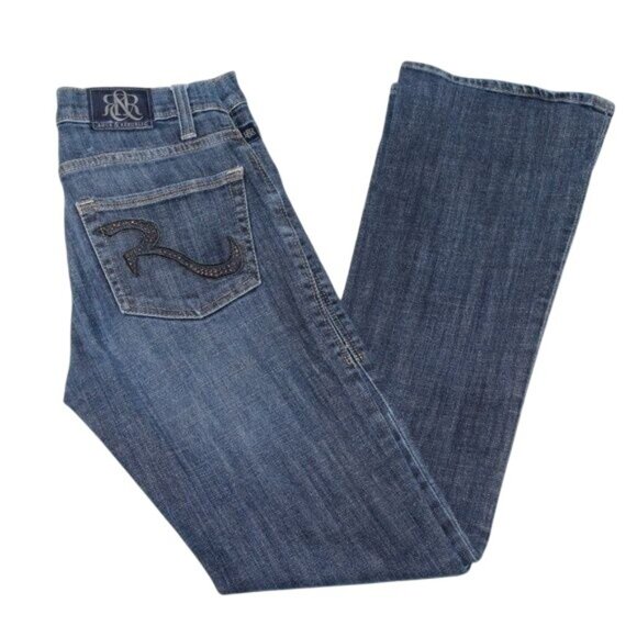 Rock & Republic Kasandra Womens Size 6M Dark Wash Blue Denim Jeans Boot Cut - Picture 2 of 8